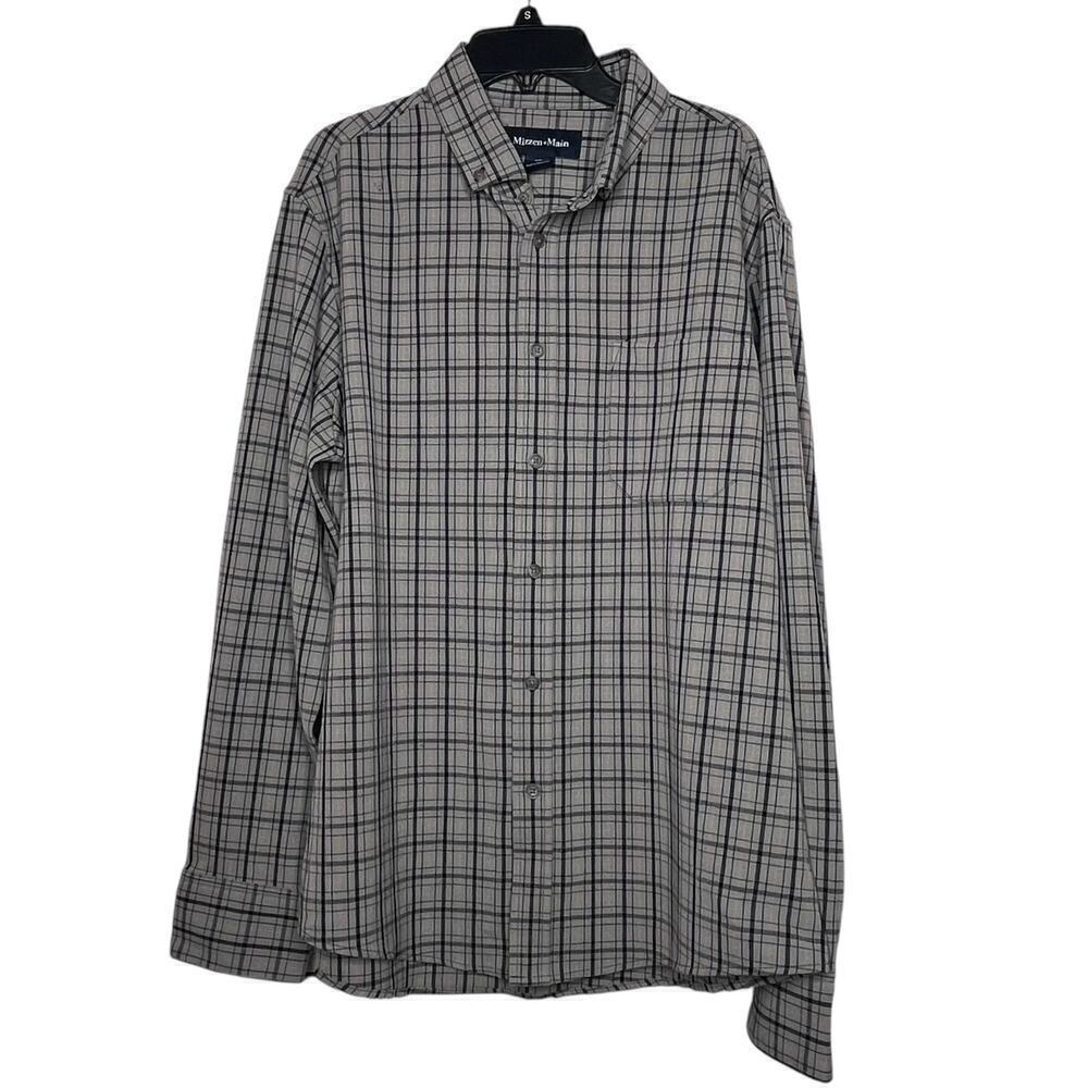 Mizzen + Main Men's Plaid Long Sleeve Flannel Button Down Shirt Size Large Trim